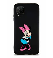Huawei P40 Lite Soft Premier Kapak Minnie Mouse-D Tasarımlı Silikon Kılıf - Siyah (Şeffaf)