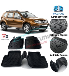 Dacia Duster Havuzlu 3D Paspas Niken Siyah 2010-2017