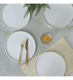 Keramika Mat Beyaz Stackable Servis Tabağı 27 Cm 6 Adet 022