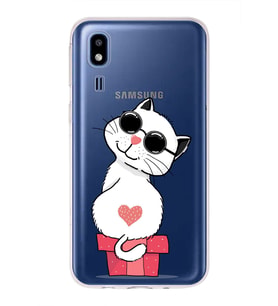 Samsung Galaxy A2 Core Uyumlu Kapak Coolcat Tasarımlı Şeffaf Silikon Kılıf