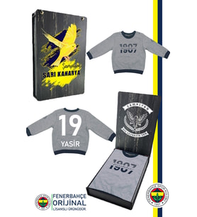 Fenerbahçe Orijinal Lisanslı Kişiye Özel Uzun Kol Bebek 1907 Sweat Ahşap Kutulu (Gri)