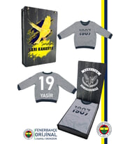 Fenerbahçe Orijinal Lisanslı Kişiye Özel Uzun Kol Bebek 1907 Sweat Ahşap Kutulu (Gri)
