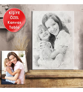 Sevgiliye Hediye Arkadaşa Hediye Doğum Günü Kişiye Özel Karakalem Effectli Tablo