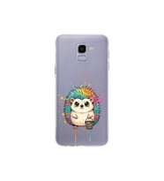 Samsung Galaxy J6 ile Uyumlu Splash Kirpi Tasarımlı Şeffaf Silikon Kılıf