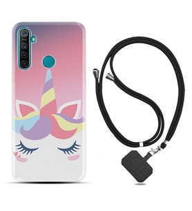 Realme 5i 5 Pro 6i 7 Pro 8 Kılıf Boyun Askılı Silikon Sweety Unicorn 1737