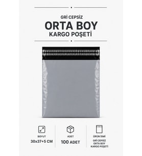 Gri Cepsiz Orta Boy Kargo Poşeti 30x37+5 Cm 100 Adet