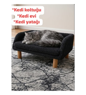 Kedi koltuğu, kedi yatağı, kedi evi siyah renk