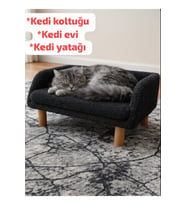 Kedi koltuğu, kedi yatağı, kedi evi siyah renk