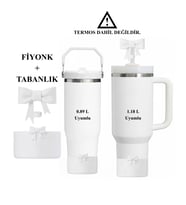 Stanley Quencher 40 oz 1.18 L Uyumlu Termos Aksesuarı Fiyonk Kurdele+Tabanlık (Beyaz)