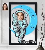 Kişiye Özel 3D  Ahşap Tablo Uzay Astronot 30x40 -3