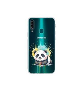 Samsung Galaxy A20S ile Uyumlu Splash Panda Tasarımlı Şeffaf Silikon Kılıf