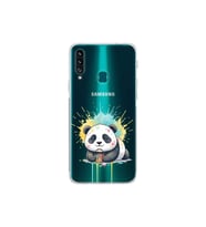 Samsung Galaxy A20S ile Uyumlu Splash Panda Tasarımlı Şeffaf Silikon Kılıf