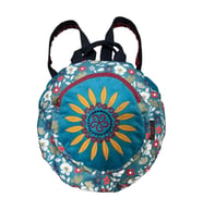 Fargin Etnik Otantik Desenli Yuvarlak Sırt Çantası Nakışlı Bohemian Tarz Sırt Çantası (Antrasit - Ceviz)