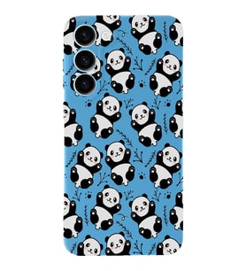 Samsung Galaxy S23 Plus Uyumlu Lansman Kılıf Panda Tasarımlı İçi Kadife Kapak-Mavi (Şeffaf)