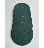 Yuvarlak Supla Amerikan Servis Sofra Altlığı, Masa Dekoru Koyu Yeşil 33cm 6lı