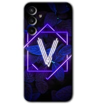 Galaxy S23 FE Kılıf HD Desen Baskılı Arka Kapak - Dark Neon Yaprak V Harfi