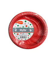 My-Ebi Kırmızı Renkli Parti Davet Plastik Tabak - 17 Cm. - 25 Adetlik Paket