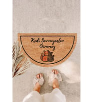 Kedi Sevmeyenler Giremez Oval Kapı Önü Paspası Kıl Paspas Koko Paspas Giriş Paspası Dış Kapı Paspas