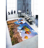 Renkli Kapadokya Balonlar Kaymaz Taban Dekoratif Halı RV333 - 100 x 160 cm