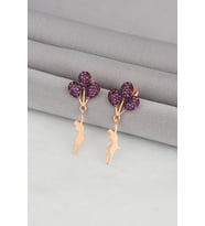 Gümüş Rose Kaplama Kırmızı Taşlı Balonlu Kız Modeli Küpe