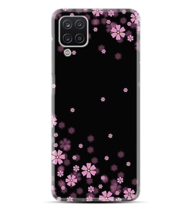 Kılıfland Samsung Galaxy A12 Kılıf Desenli Silikon Resimli Kapak Black flowers Kılıf 1391