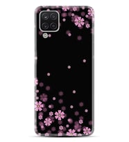 Kılıfland Samsung Galaxy A12 Kılıf Desenli Silikon Resimli Kapak Black flowers Kılıf 1391