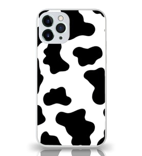 PrintiFy Apple iPhone 11 Pro Kamera Korumalı İnek Desenli Cam Kapak Beyaz