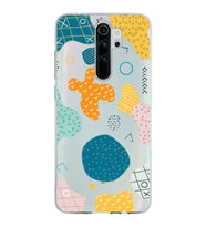 Xiaomi Redmi Note 8 Pro Uyumlu Kapak Geometrik Şekiller Tasarımlı Şeffaf Silikon Kılıf
