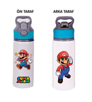 Mario Baskılı Pipetli Metal Suluk 650ml - 001
