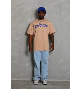 pilelistore- Erkek Baskılı T-Shirt Kısa Kol Bisiklet Yaka Regular Fit Rahat Kalıp Günlük Tişört - Be (Bej)