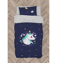 MEKTA HOME BEBEK VE ÇOCUK ODASI Lacivert Unicorn Desenli Nevresim Takımı