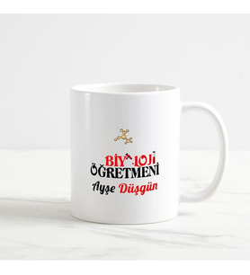Kişiye Özel Biyoloji Öğretmeni Beyaz Kupa Bardak (1. Tasarım)