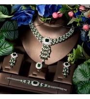 Gardenia Zirkon Taşlı Takı Seti Kolye Küpe Bileklik Yüzük Set Düğün Nişan Seti (Silver)