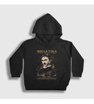 Presmono Unisex Çocuk Siyah Inventor Scientist Nikola Tesla Kapüşonlu Sweatshirt 335088tt