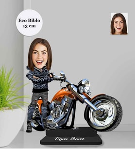 Kişiye Özel Mortorcu Kadın Ahşap Eco Biblo -6