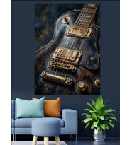 Klasik Elektro Gitar Yakın Çekim Dekoratif Kanvas - Mdf Ahşap Tablo