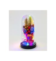 Kişiye Özel Yılbaşı Temalı Işıklı Dekoratif Cam Fanus - 21x11cm