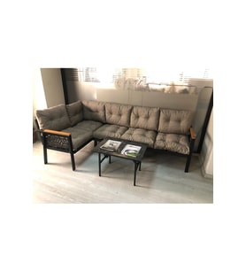 Miami melisa 3+2 Köşe Yön değiştirilebilir Koltuk Takımı Balkon-bahçe-kafe mermerdesen 70x50cm sehpa