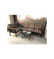 Miami melisa 3+2 Köşe Yön değiştirilebilir Koltuk Takımı Balkon-bahçe-kafe mermerdesen 70x50cm sehpa (Cappucino)