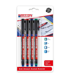 Edding Asetat Kalemi Silgili 1 mm 4'lü