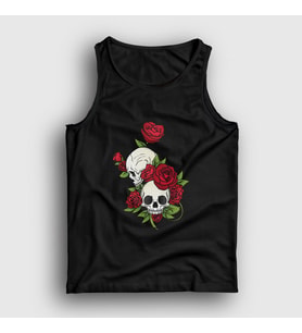 Presmono Unisex Siyah Roses And Skulls Atlet 353713tt