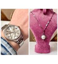 Ferrucci Silver Spor Şık Çelik Kadın Kol Saati+%100 Çelik Kolye Hediye (Gümüş)