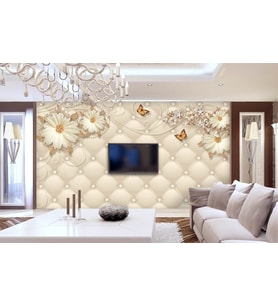 Romantik Çiçekler 3D Duvar Kağıdı