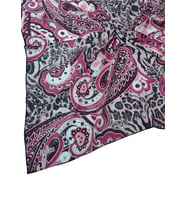 Emilya Fres Krep Leopar Desenli Eşarp 90x90 cm (Gri-Bordo)