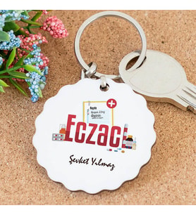 İsme Özel Eczacı Papatya Anahtarlık