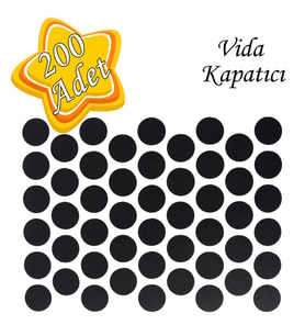 200 ADET Siyah Vida Kapatıcı Yapışkanlı Vida Tapası Tıpası Kapağı Vida Gizleyici