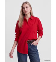 LCW Vision Kırmızı Oversize Poplin Kadın Gömlek