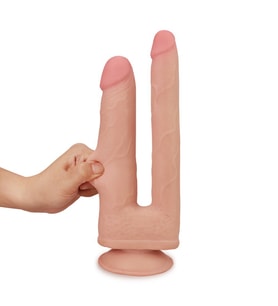Esnek Ve Bükülebilir Yumuşak Dokulu Güçlü Vantuz İle Sabitlenebilir Çift Başlı Dildo