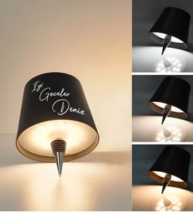 BK Gift Kişiye Özel Mesajlı Kablosuz 3 Renkli Led Siyah Şişe Lambası, Ev Hediyesi, Arkadaşa Hediye, Sevgiliye Hediye