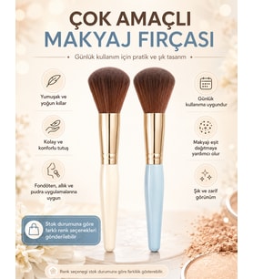 Çok Amaçlı Makyaj Fırçası Yumuşak Kıllı Ergonomik Saplı Fondöten Allık Pudra Fırçası